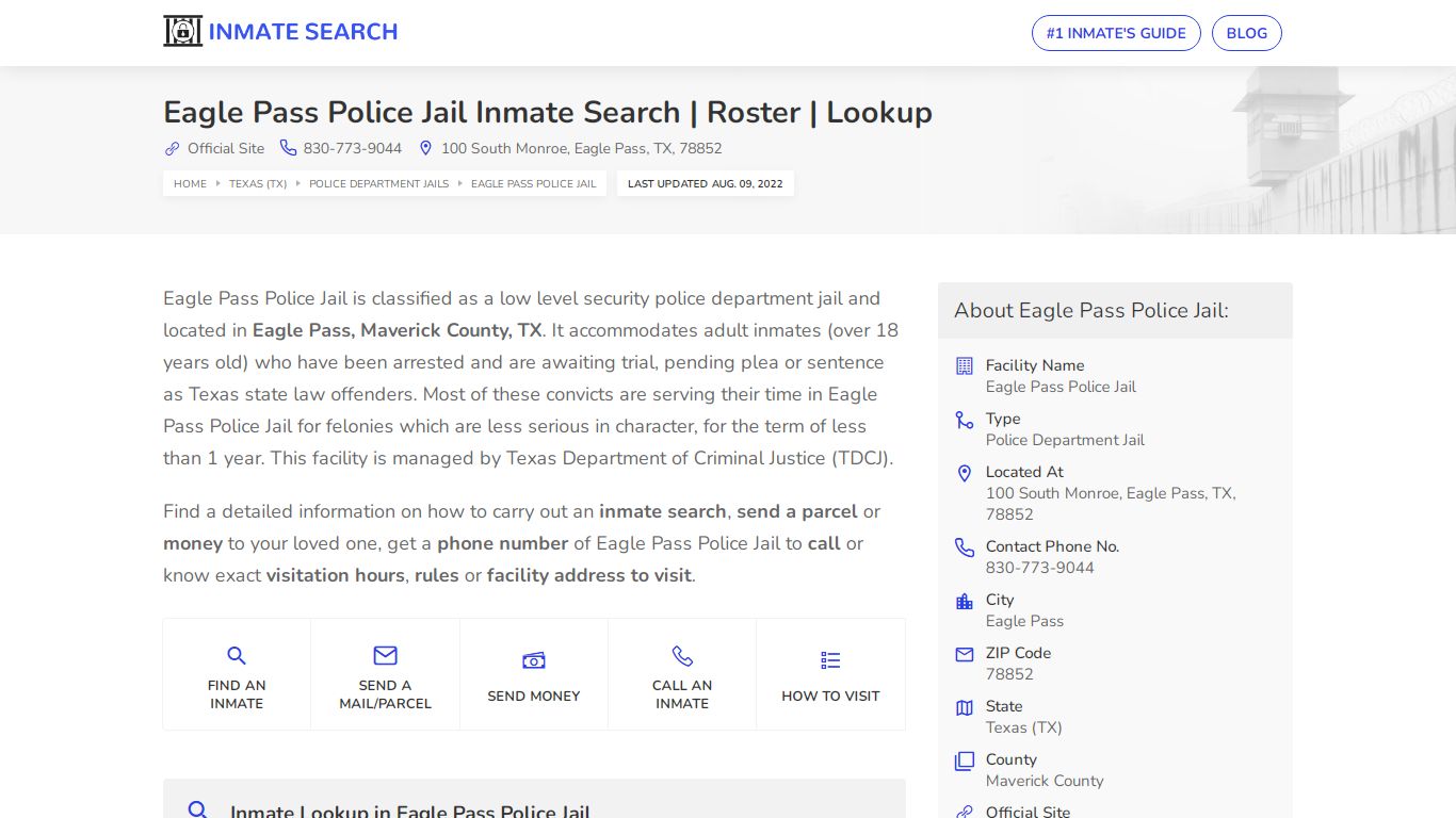 Eagle Pass Police Jail Inmate Search | Roster | Lookup