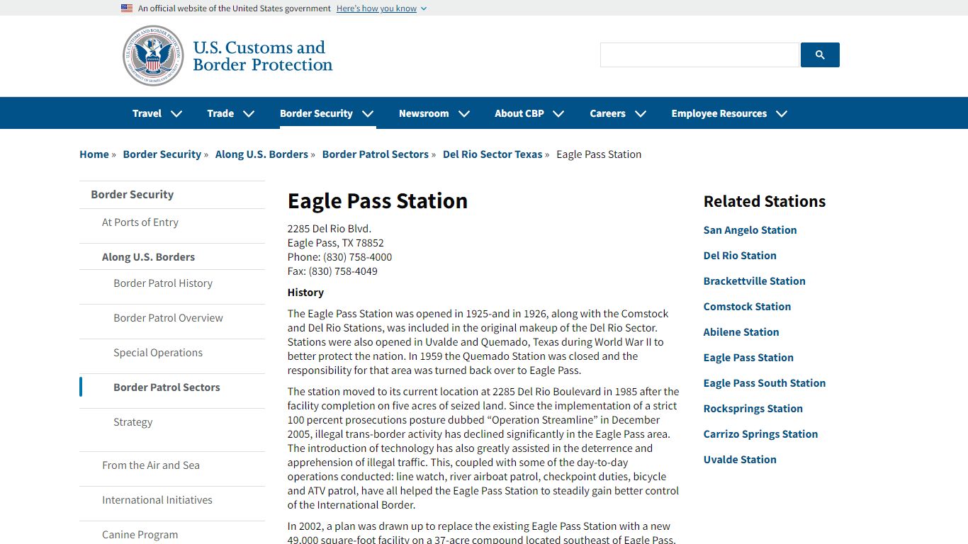 Eagle Pass Station | U.S. Customs and Border Protection